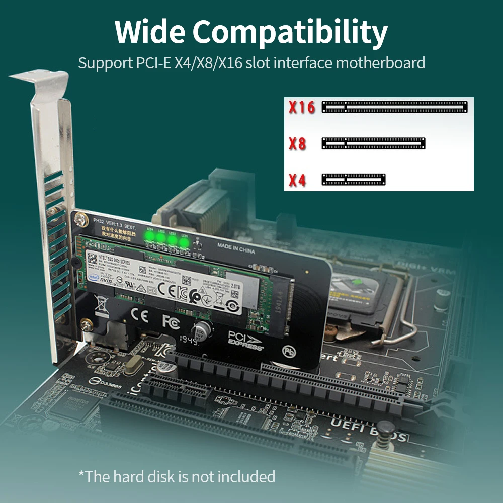 M.2 NVME Adapter Card PCI-E X4 to Expansion SSD for Protocol M-key B&ampM Key Wide Compatibility | Компьютеры и офис