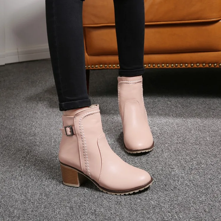 2019 г. новые осенние ботинки martin на каблуке 6 см бежевого и розового цвета женские