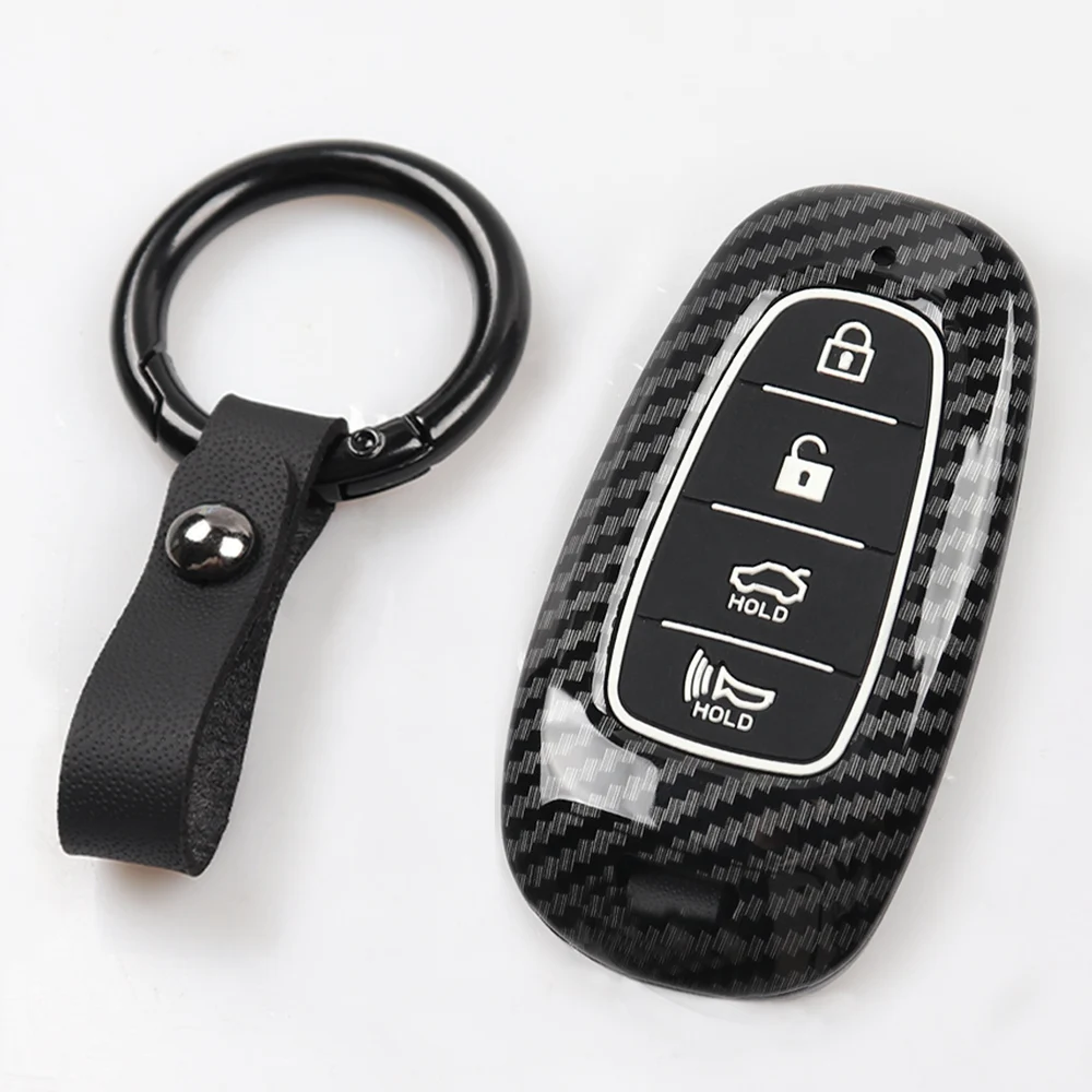ABS Carbon Car Remote Key Cover Case For Hyundai Tucson Hybrid Nexo NX4 Grand Santa Fe Solaris Sonata 2020 2021 2022 Accessories |