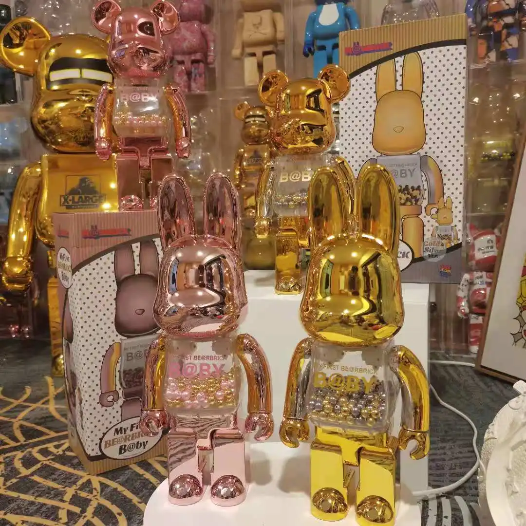 

Bearbricklys 400% 28cm Rabbit gilde Pvc Bear Action Figures Blocks Bear Dolls Decoration Models Friends Toys Christmas Gifts Kaw