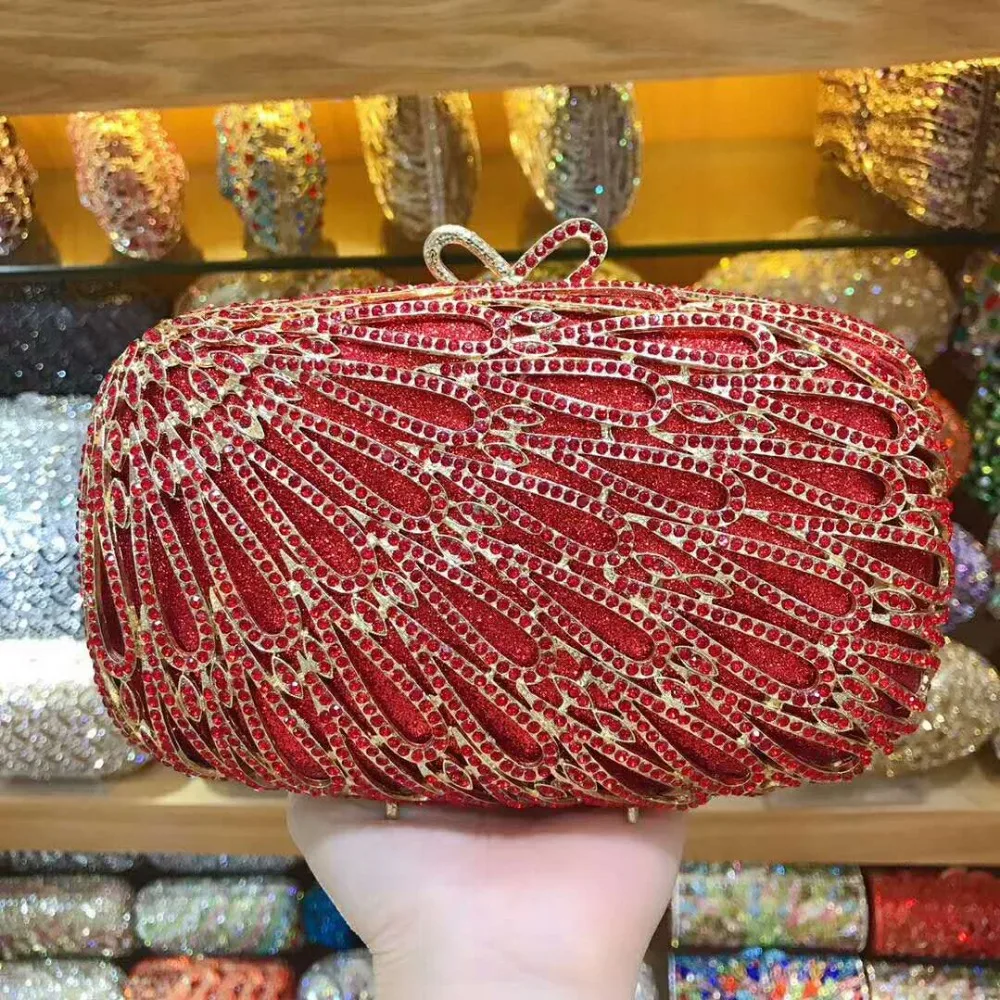 

Lady Prom Crystal Evening Bags Sliver Gold Rhinestone Women Clutches Bags Hollow Out Floral Diamond Female Party Purse Handbags