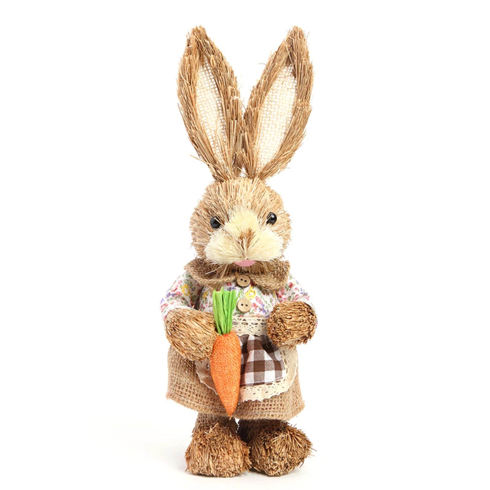 35cm Traditional Straw Easter Bunny Rabbit Home Decoration Blue Jacket Tie Boy 