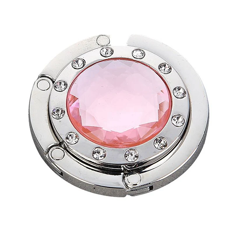 Pink Крючок Портативный Волшебный крючок сумка складная вешалка Прочный Стол Держатель кристалл сплав крючок для сумки вешалка для домашнего хранения - Цвет: Pink