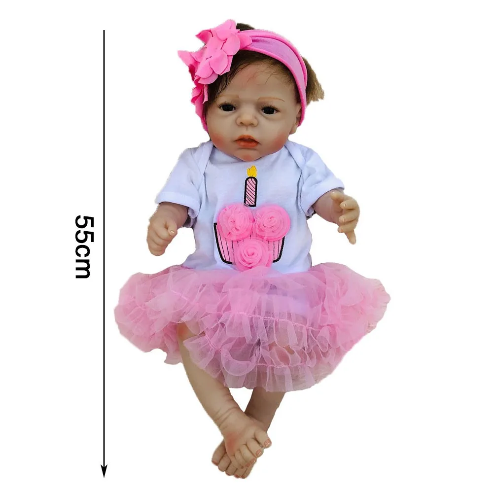 22 дюймов Детские куклы-Реборн игрушки для девочек Спящая кукла красивая