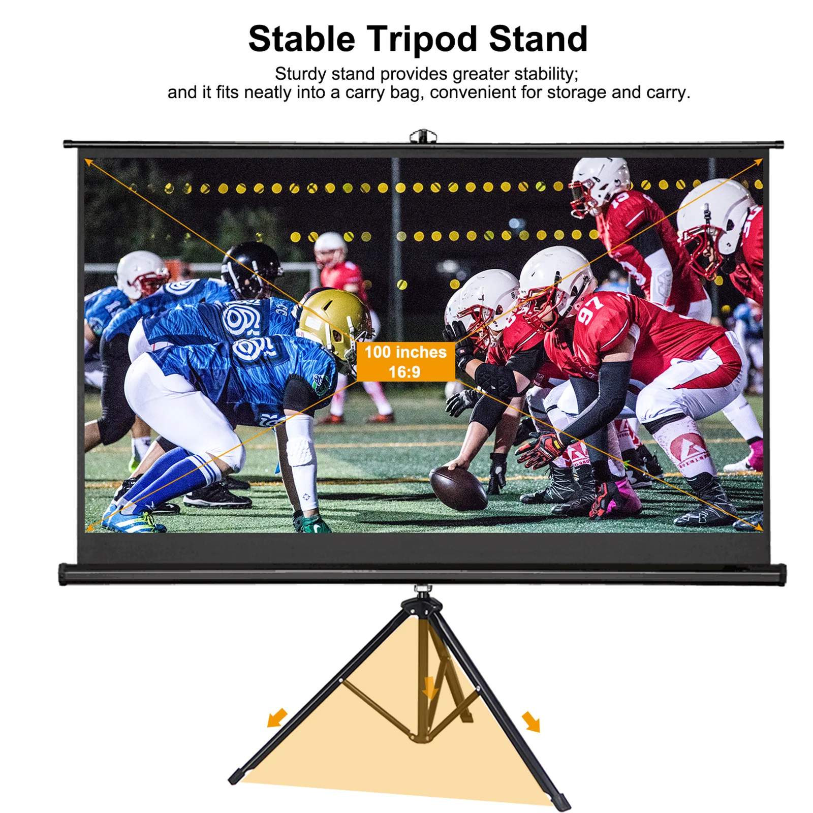 72 100 дюймов проектор Экран с штатив-Трипод стойка 16:9 Портативный проекции 4K 3D кино