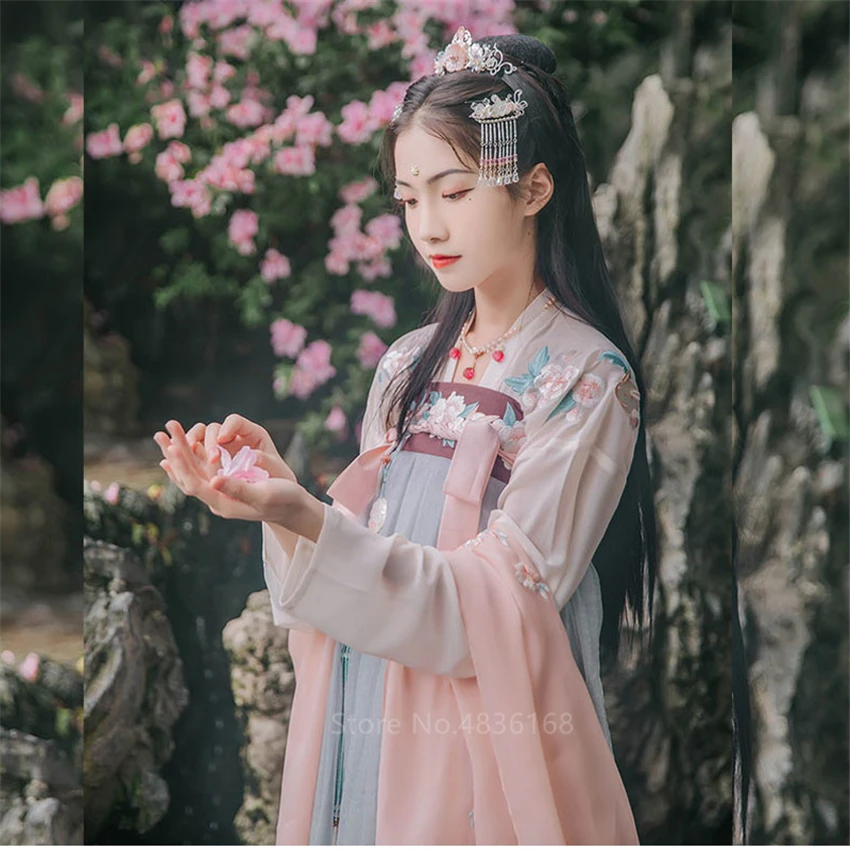 Платье ханьфу в китайском стиле для девочек сказочное платье Сакура косплея