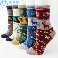 12 pairs per set winter thickened female wool socks cartoon elk socks hot sale warm women socks snow socks wholesale