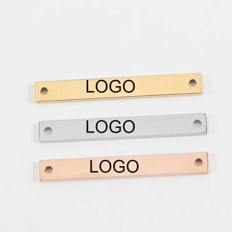 

DIY Bracellet Rectangle Strip Charms Mirror Polished Stainless Steel 4*32mm Double Hole Charms Blank Stamp Charm 20pcs/lot