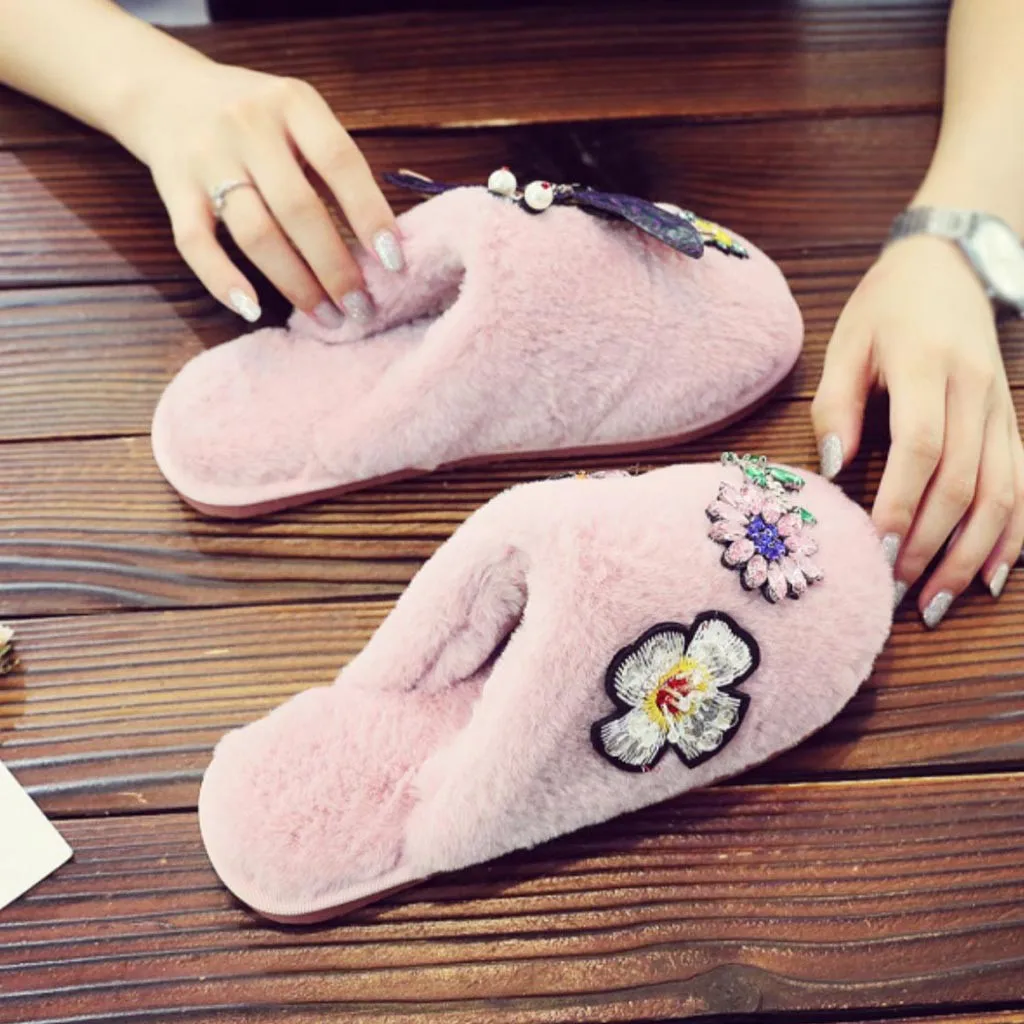 

Indoor Casual Slippers Women's Flat Cotton Shoes Slippers Winter Thick Bottom Cute Warm Home Slippers Comfortable soft 2020 A50