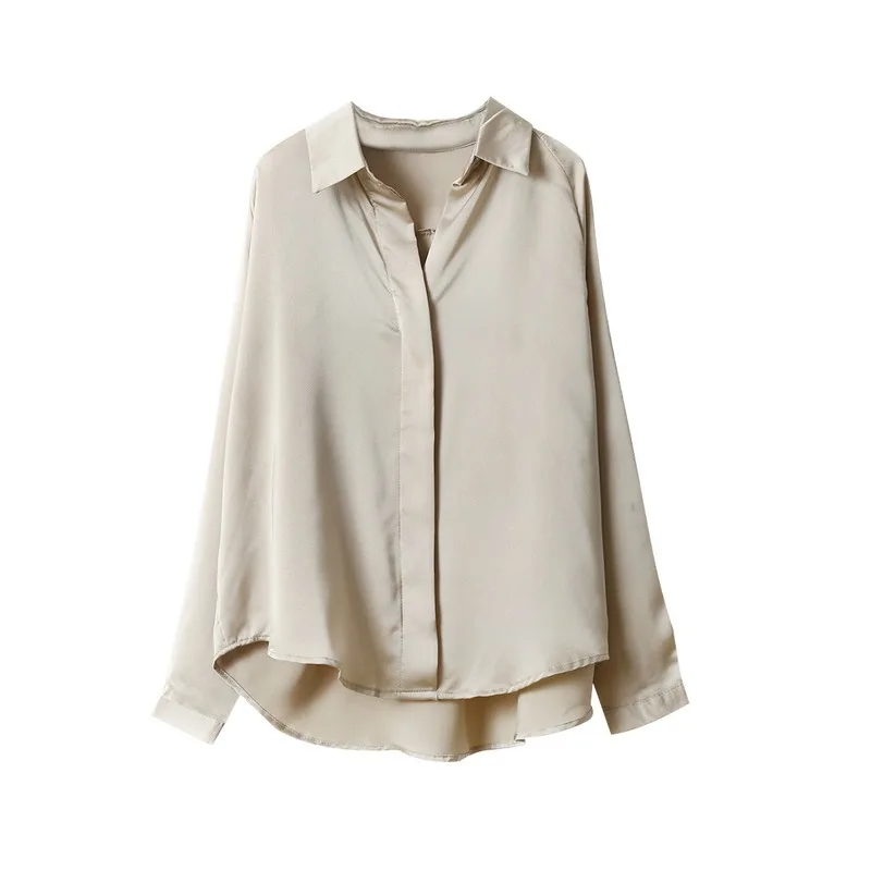 

V-neck Solid Color Shirt 2020 Spring Korean-style Wear Base Long-sleeve Womens Tops and Blouses