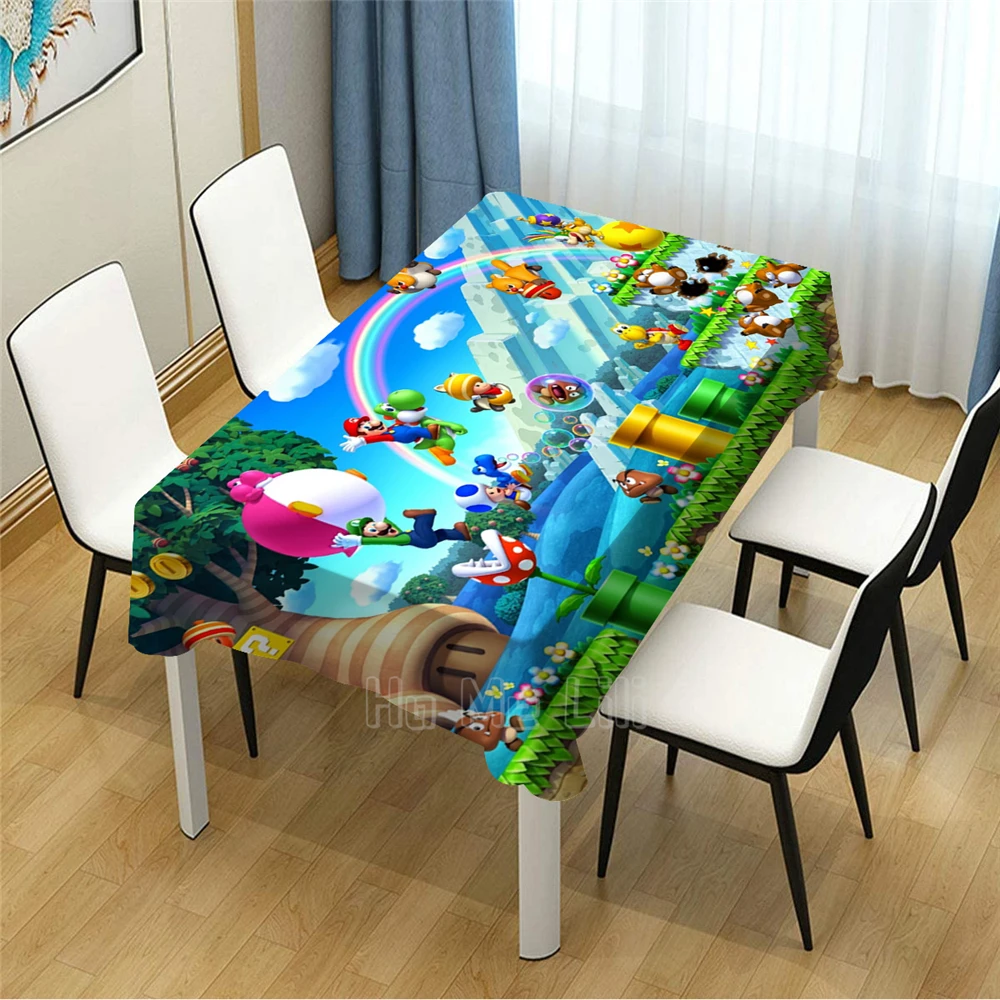 

New Super Mario Table Designed Tablecloth With Unique Dining Accessories