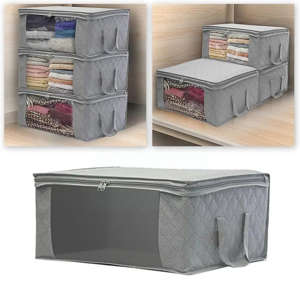 

Foldable Quilt Storage Bag Clothing Wardrobe Organizer Comforter Organizer Non-woven Closet Moisture-proof Hot Bag Box H7I9