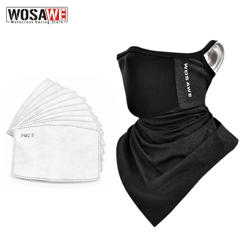 WOSAWE Motorcycle Face Mask Balaclava Hanging Ear Breathable Quick-dry Triangle Riding Fishing PM2.5 DustProof Neck Scarf Mask