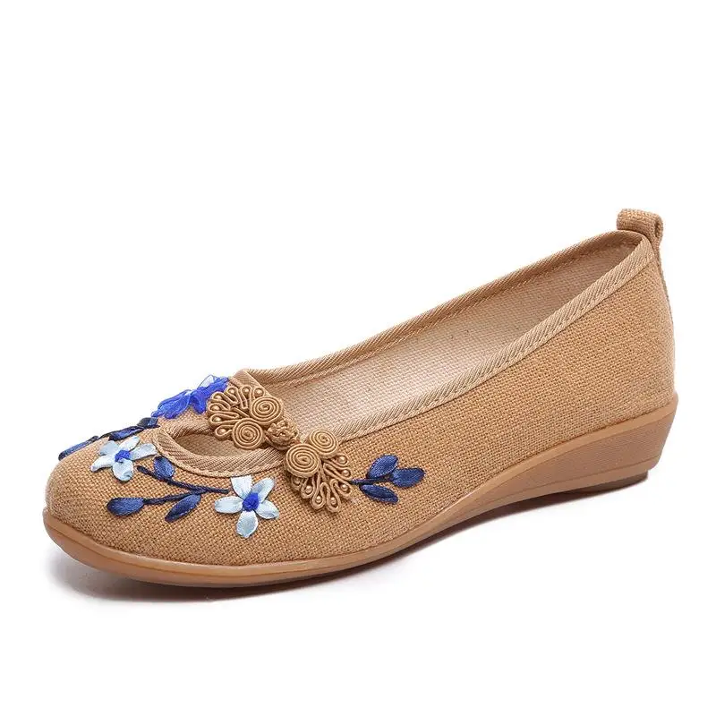 

Винтажные Брендовые женские балетки с 3D цветочной аппликацией, льняные слипоны, дышащая ткань, Женская Повседневная разноцветная балетка