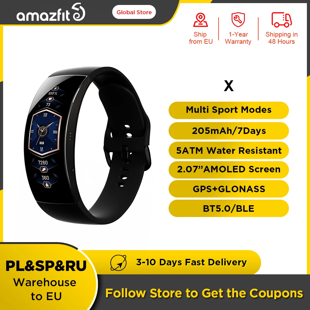Смарт-часы Amazfit X изогнутый экран титановый корпус мониторинг сна глобальная