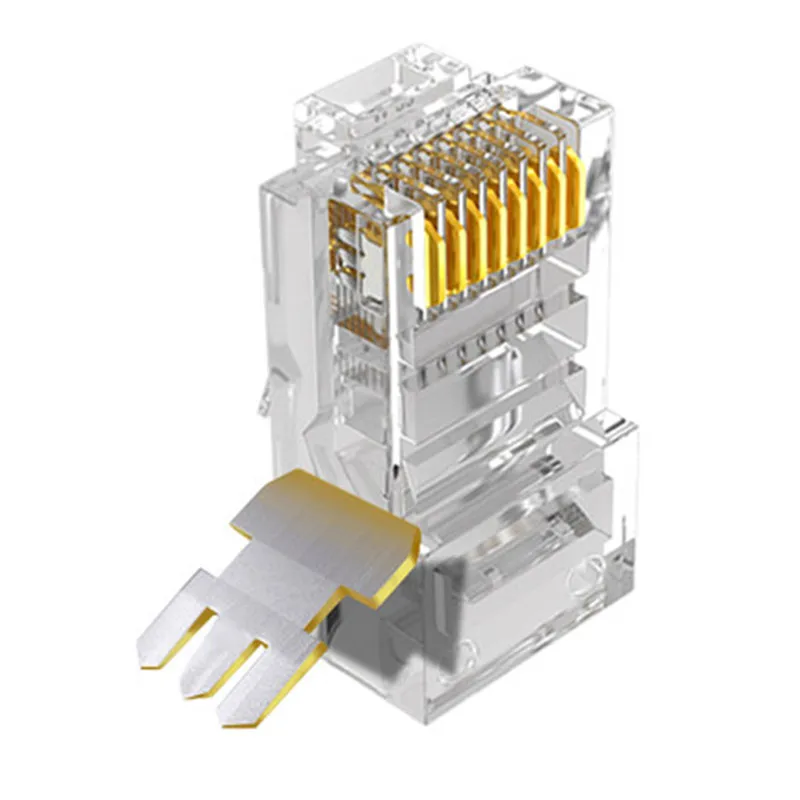 100 шт. Кристалл 8Pin RJ45 модульный разъем сетевой кабель адаптер для Cat5e Rj 45 Ethernet