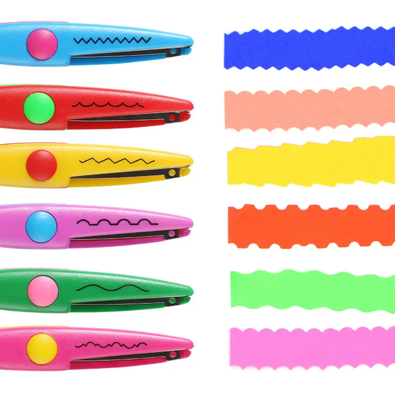 

1 Pcs Art tools Lace Scissors Handmade Children DIY 6 Patterns Album Card Photo Pattern Scissors Cartoons Lace Scissors