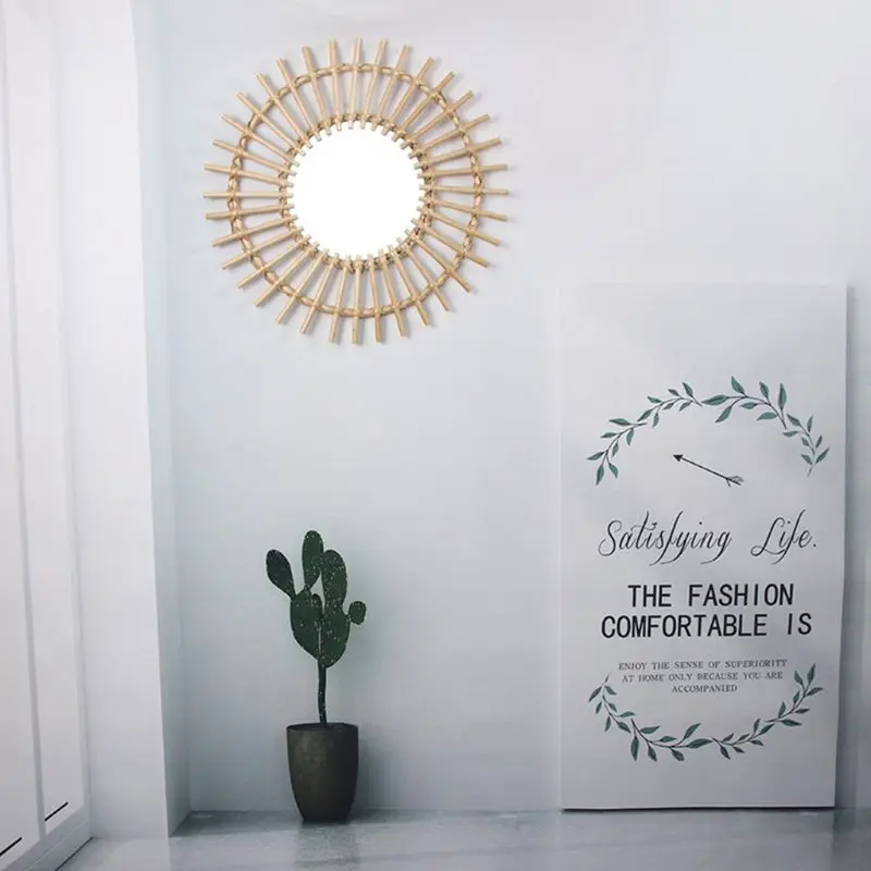 Новинка 2021 инновационное художественное украшение из ротанга круглое зеркало