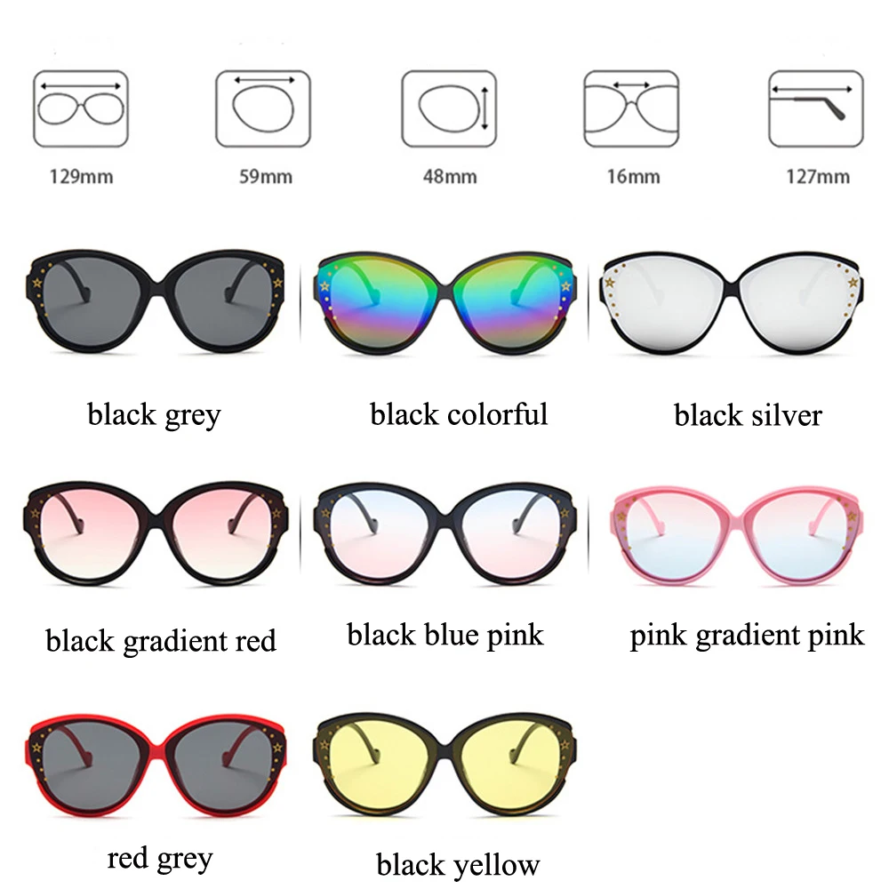 

2020 Brand Kids Sunglasses Colorful Coating Mirror Sun Glasses Baby Boys Girls Lovely Star Sunglass Cat Eye Big oculos Masculino