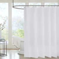 polyester waterproof shower curtain pure color bath curtain fabric shower curtain and ring partition