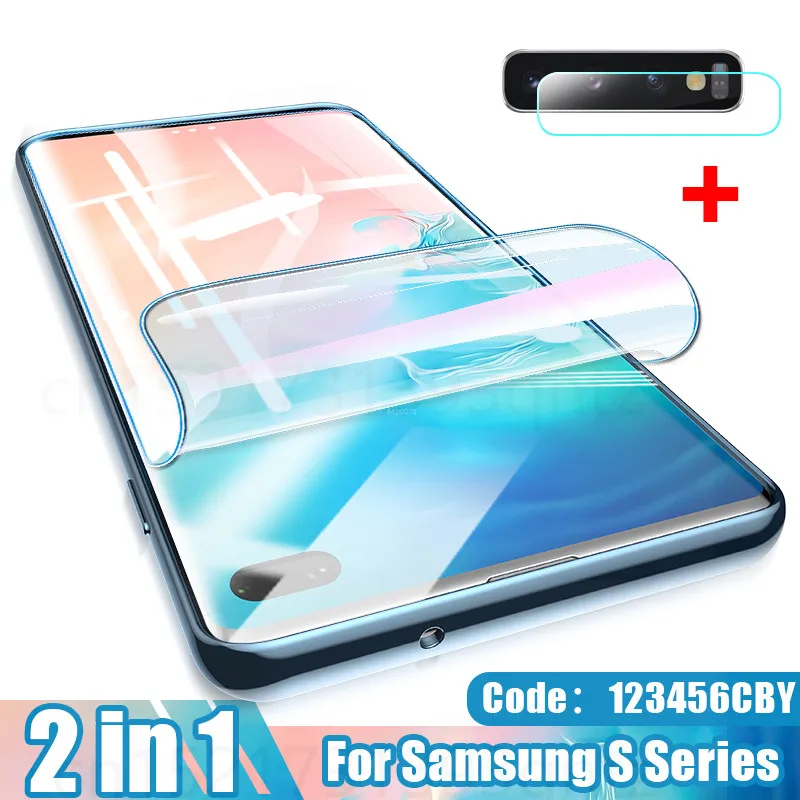 2в1 стеклянная Защитная пленка для samsung Galaxy S20 Ultra S10 S8 S9 Plus Note 10 S7 Edge S20Plus|Защитные