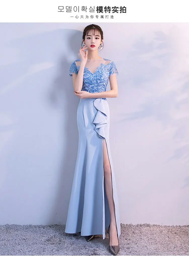 Светильник синие Элегантные платья невесты Vestido Largo Sirena для свадьбы длинное