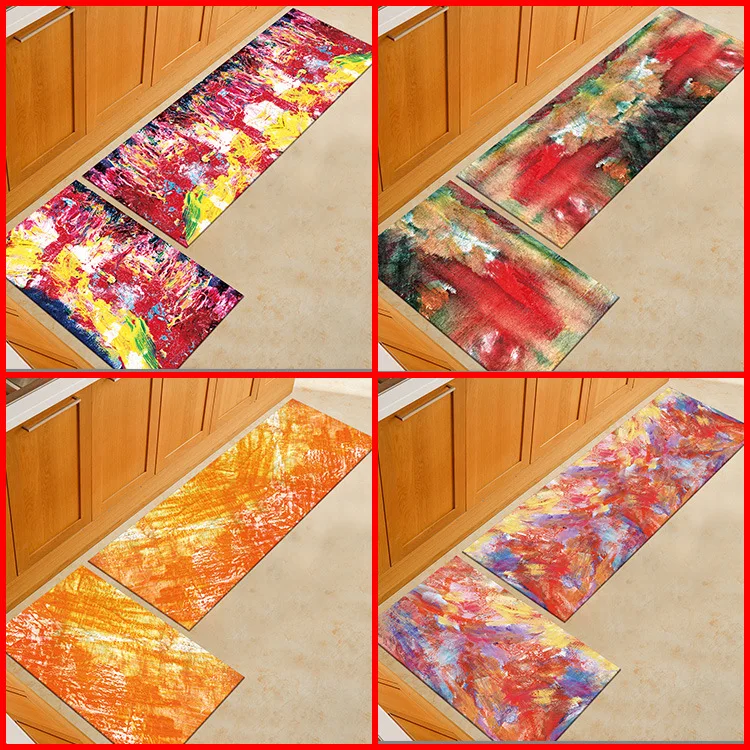 

DropShipping Hot Sale New Design Non Slip Kitchen Rugs Non-Slip 3D Printing Kitchen Mat Set