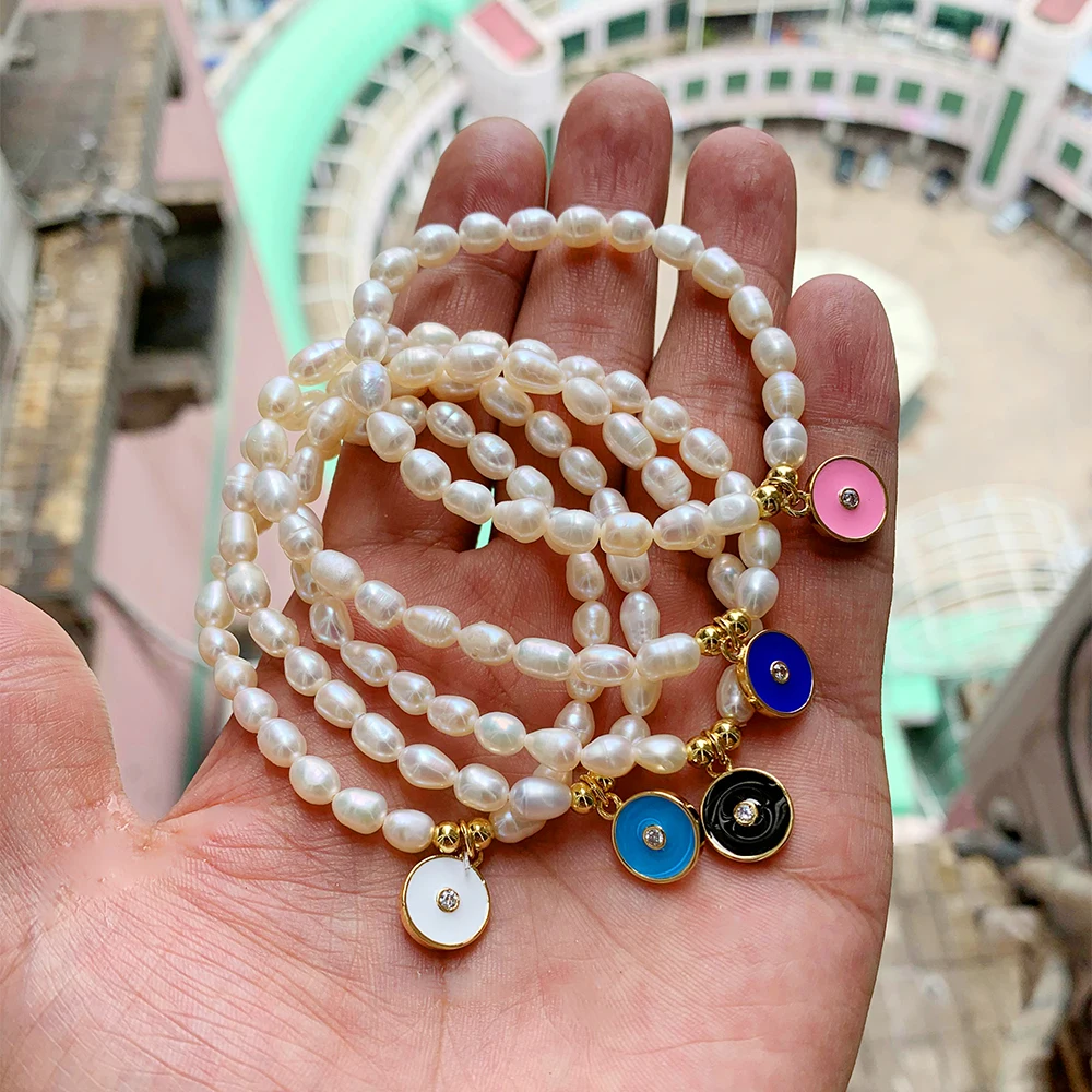 Пресноводные жемчужные браслеты для женщин ювелирные изделия богемные радужные