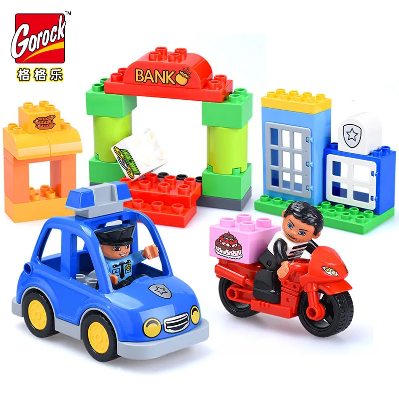 

Colorful City Series Big Building Blocks Brand Bricks Large DIY Educational Toys Car Aircraft for Children Learning Gift