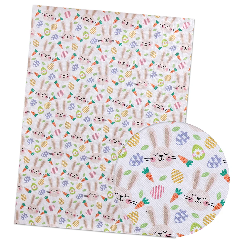 01 IBOWS 22*30cm 1pc Easter Faux Synthetic Leather Sheet Rabbit Egg Printed Fabric DIY Hair Bows Supplies Handmade Crafts Materials - Цвет: 01