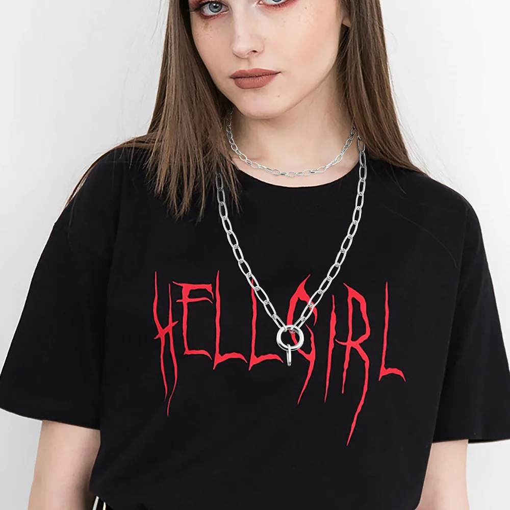 Женская футболка с коротким рукавом HELL GIRL летняя повседневная в стиле панк и