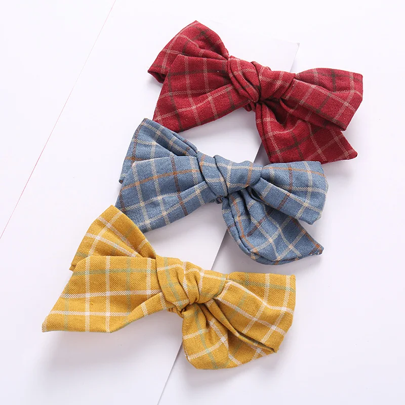 

Plaid Bows Baby Hair Clips Girl Hairpins Cotton Barrette For Children Princess Accessories Infant Hairclip Spinki Do Wlosow 2Pcs