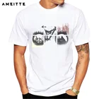 Креативная Дизайнерская футболка с изображением леса велосипеда, летняя мужская новинка, Спортивная белая футболка с принтом для велосипеда, модные мужские топы с коротким рукавом, футболка