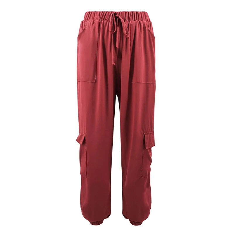 Брюки женские летние резинка на талии карманы брюк Jogger String Cargo Большие размеры женские брюки