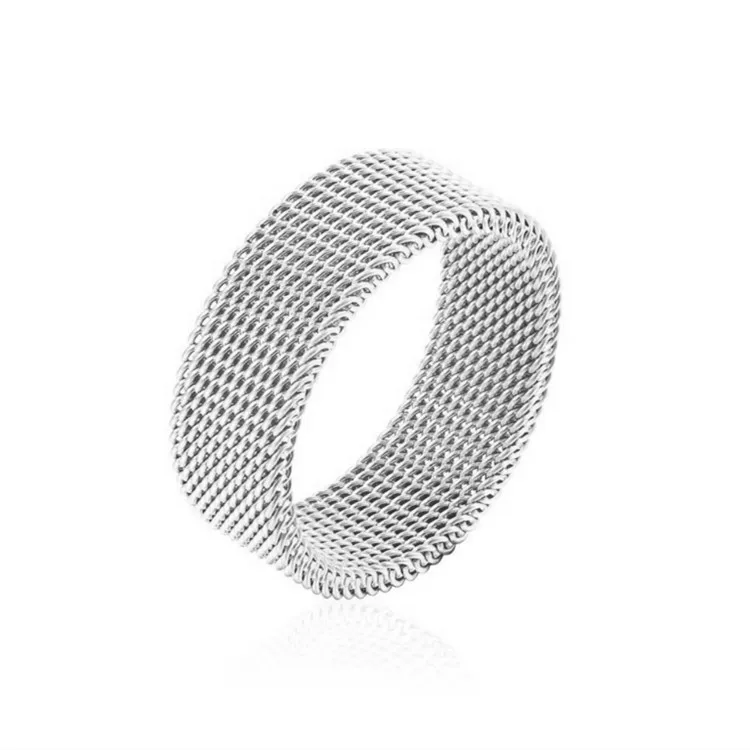 Серебряное Сетчатое дизайнерское кольцо для мужчин и женщин модное на палец