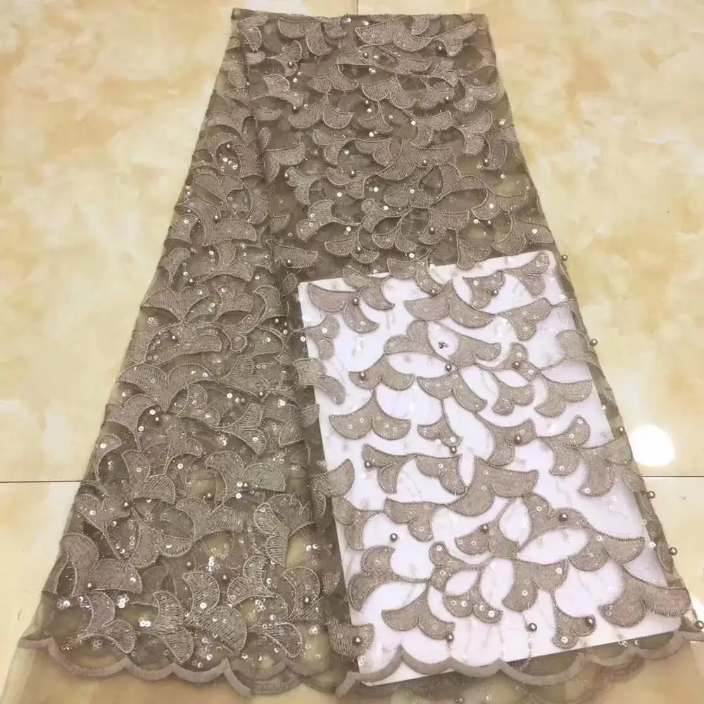 Низкая цена водно-зеленая кружевная ткань с блестками и бисером французский тюль