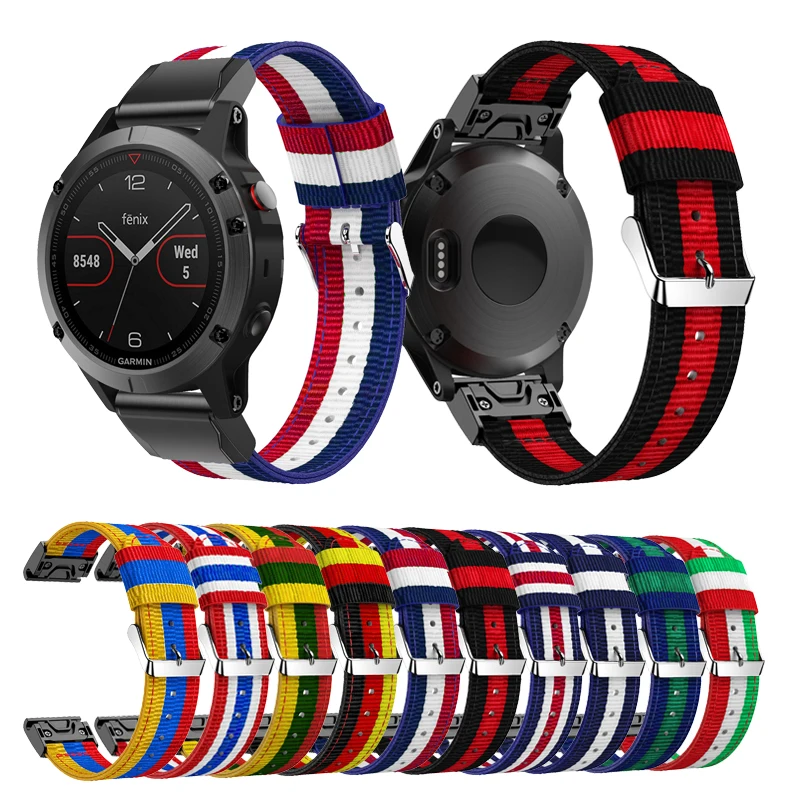 Ремешок нейлоновый для Garmin Fenix 3 5 5X 5S 6 6X 6S PRO быстросменный спортивный браслет