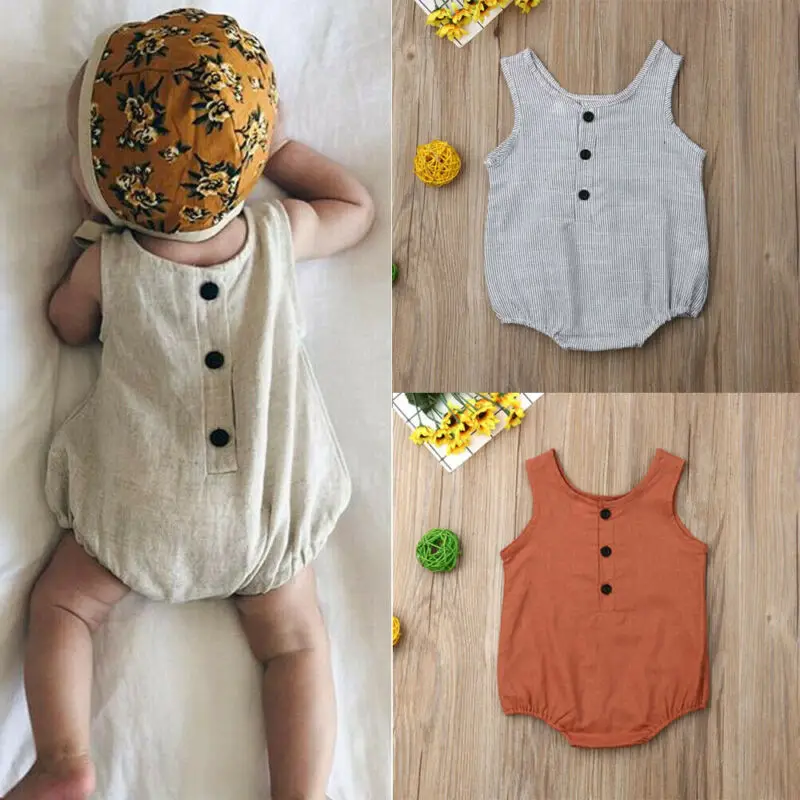 US STOCK Newborn Baby Girl Clothes Sleeveless Romper Jumpsuit Cotton Outfits | Детская одежда и обувь