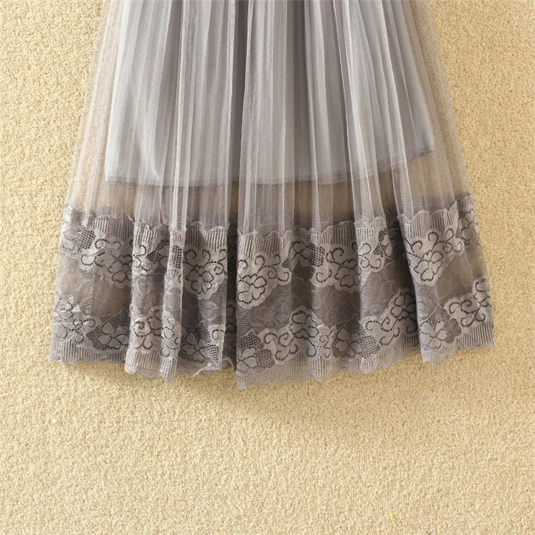 2019 винтажные кружевные юбки Женская эластичная юбка из тюля с высокой талией