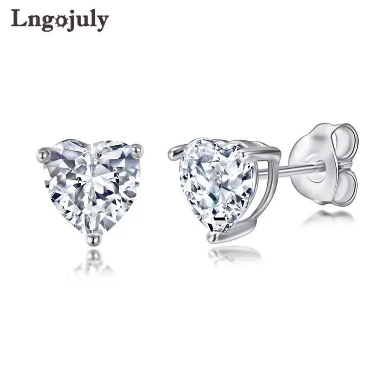

Brand New Fine Jewelry Women Earrings 100% 925 Sterling Silver Heart Stud Earrings For Women Girl Party Silver 925 Jewelry Gifts