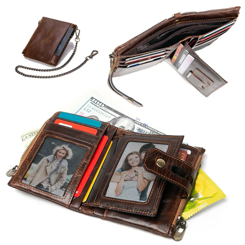 Умный мужской кошелек из натуральной кожи портмоне маленький мини держатель для