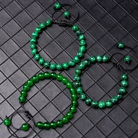 green natural stone beads braided bracelet malachite mineral indian agates woven bracelets male female attractive jewelry gifts