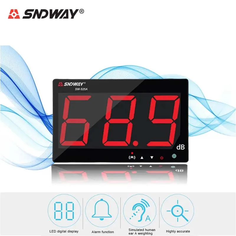 SNDWAY SW 525B цифровой измеритель уровня звука Шум 30 ~ 130dB большой Дисплей настенный