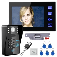 7 inch lcd rfid password video door phone intercom system kit electric strike lock wireless remote control unlock