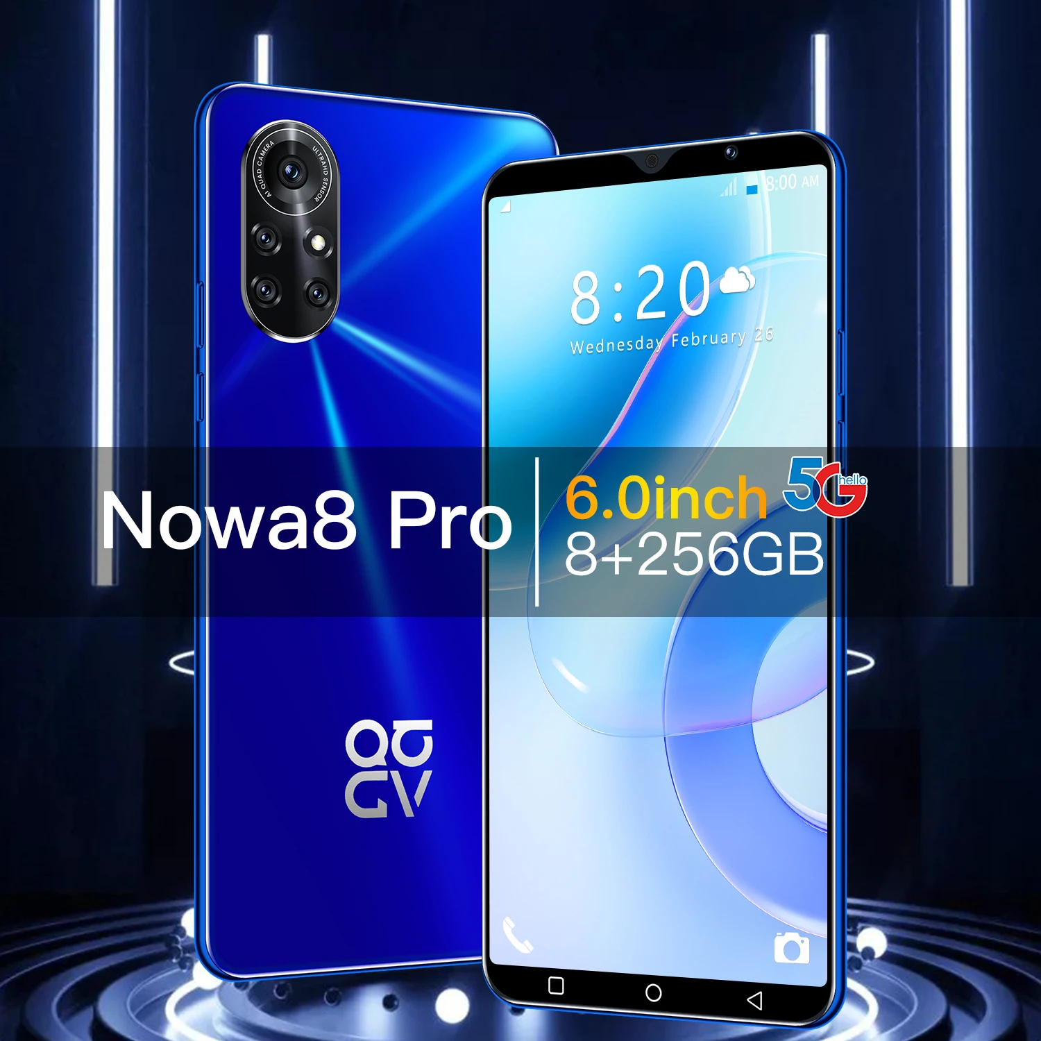 

Undefined HUAWE Nowa 8 Pro Mobile Phone 4G 5G Network 32MP HD Deca Core 12GB RAM 512GB ROM 6.0 Inch Global Version Smartphones