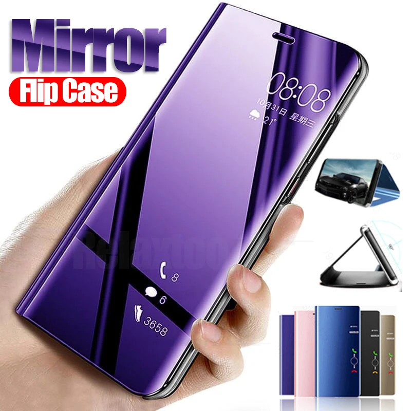 Зеркальная поверхность, Не доставая его из чехла для samsung galaxy note 10 pro s10 5G s9 s8 плюс s10E s6 s7 Edge A10 A20 A20E A30 A40 A50 A70 постоянного чехол с откидной крышкой