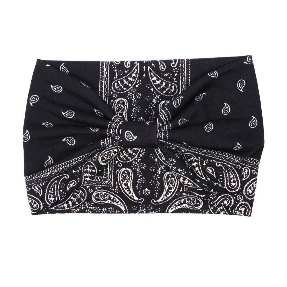 

New ladies knotted wide-brimmed headband yoga sports headband fashion cashew crescent print all-match hair accessories vacation
