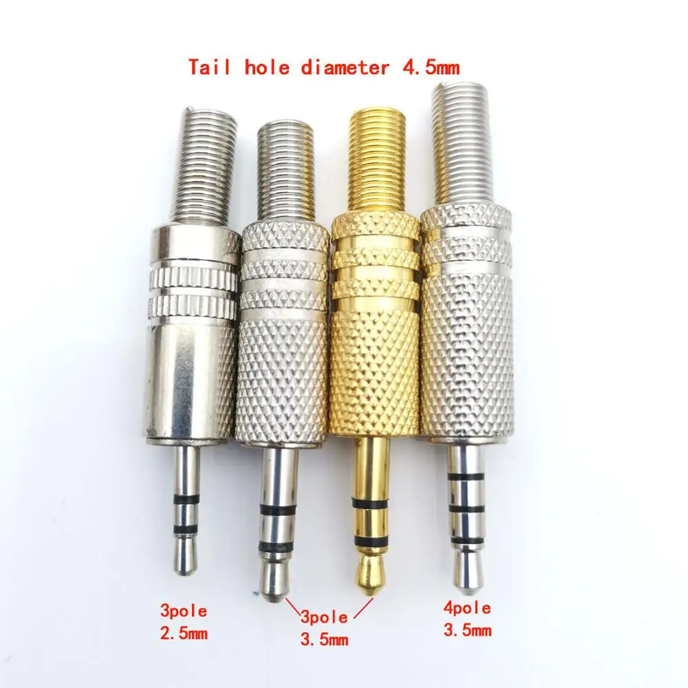 

5pcs 3-pole stereo 3.5 mm 1/8 inch earphone DIY male audio socket computer solder 4-pole audio socket charging DIY maintenance