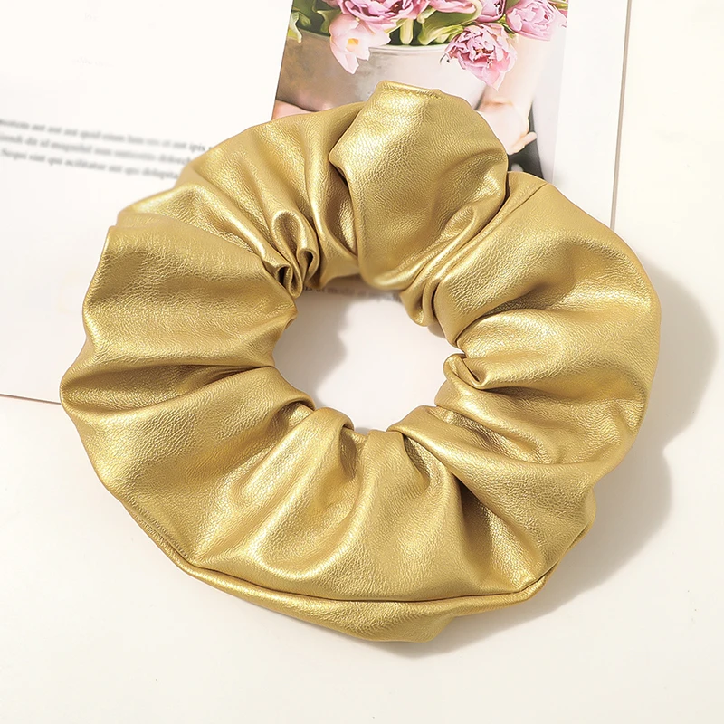 

Elastic Hair Bands Hair Scrunchies PU Hair Ring Rope Tie Soft Leather Ponytail Hair Holder Elastic Hair Bands Hair Accessories