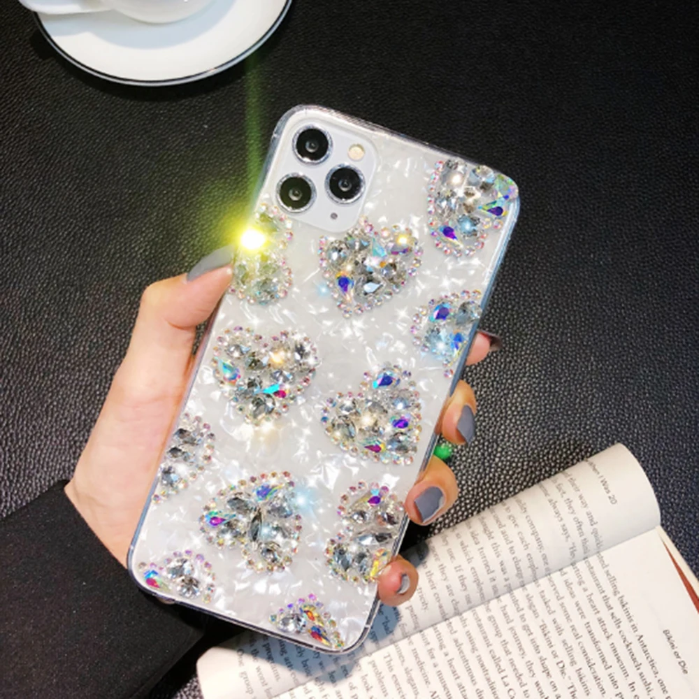 

For iPhone 11 Pro MAX Capa X XS MAX XR 6 6S 7 8 Plus 6 6SPlus SE 2020 diamond Case Glitter Rhinestone Love Heart Phone Case